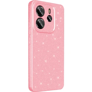 Xiaomi Redmi Note 14 Uyumlu Kılıf Koton Simli Silikon Arka Kapak Kamera Korumalı Açık Pembe