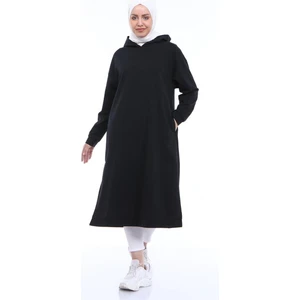 Atlas Kapüşonlu Midi Boy Sweatshirt - Siyah