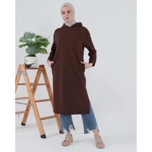 Atlas Kapüşonlu Midi Boy Sweatshirt - Mürdüm