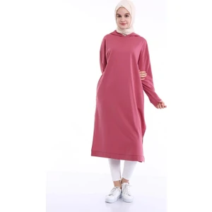 Atlas Kapüşonlu Midi Boy Sweatshirt - Gül Kurusu