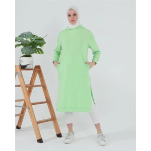 Atlas Kapüşonlu Midi Boy Sweatshirt - Açık Yeşil