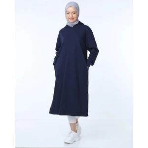 Atlas Kapüşonlu Midi Boy Sweatshirt - Lacivert