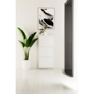 Kilitli 3 Kapaklı Metal Ayakkabılık Beyaz