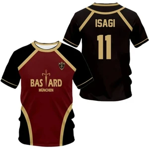 Siyah Bordo Anime Blue Lock 11 Isagi Forma Unisex T-Shirt