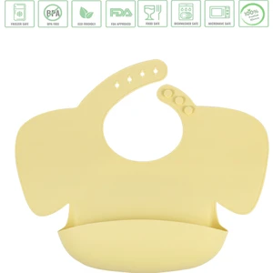 Premium Bebek, Çocuk BPA Free Silikon Mama Önlüğü - Güvenli Beslenme  - 6 Ay + için / Sarı Renk