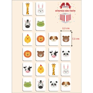 Zeka Kartları Ahşap Eğitici Hafıza Eşleştirme Oyunu Sevimli Hayvanlar Eğitici Puzzle Oyuncak Kart Oyunu (5,5 x 7,5 Cm)