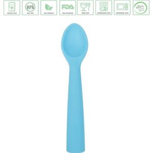 Premium BPA Free Silikon Mama Kaşığı - Güvenli Bebek Beslenme - Kolay Temizlik - 6+ Ay / Mavi Renk