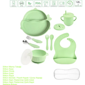 Köpek Balığı Figürlü Vakumlu Silikon Beslenme Seti (Kapaklı Kase )