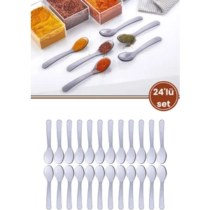24’lü Baharat Kaşığı Seti Plastik, Tuz Şeker Karabiber Kakao Kahve Kekik Kaşığı 24’lü Set