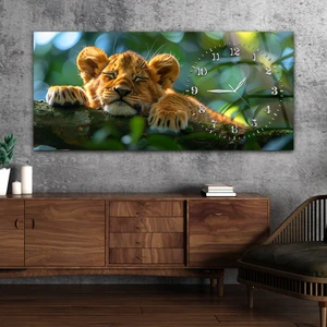 Yatay Saatli Yandan Sanat Temalı Cam Tablo YSYS362
