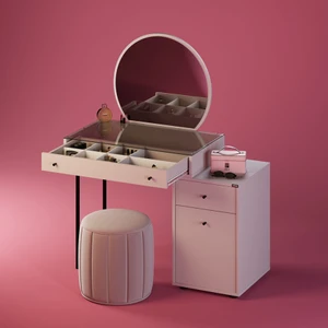 Adore Mobilya Dior Aynalı Makyaj Masası-Vizon 108x134x47 Cm