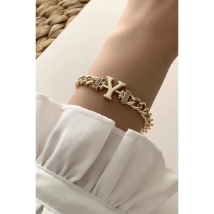 ÇLK Accessories Gold Y Harf Bileklik TRBILEK7578 B34003