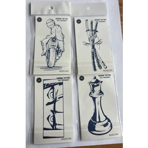 Airbrush Tattoo Macera 4 Adet Minimal 11x8 cm 3 Hafta Kalıcı Yarı Kalıcı Geçici Dövme