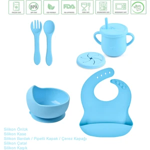 Silikon Beslenme Seti 9 Ay Üstü Eğlenceli Tasarım ve Kolay Temizlik Özellikleriyle
