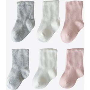 Organik Bebek 6'lı Çorap Pembe