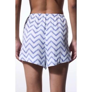 Lacivert Biana Bağlama Detaylı Zigzag Desenli  Şort