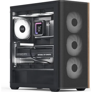 D501A Black 4X12CM A-Rgb Fanlı, Ahşap Ön Panel Detaylı, Tempered Cam Yan ve Mesh Ön Panel, USB Type-C, Atx Bilgisayar Kasası (AE-D501A-BK)
