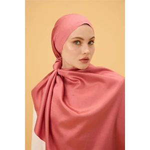 Pastel Pembe Düz Çift Taraflı İpek Şal Modeli