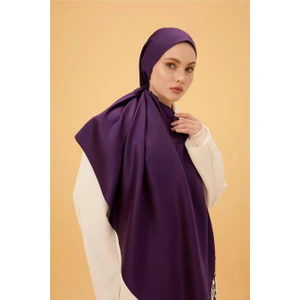 Patlıcan Mor Düz Çift Taraflı İpek Şal Modeli