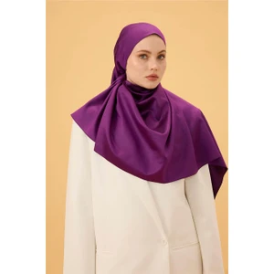 Mürdüm Siyah Düz Çift Taraflı İpek Şal Modeli
