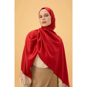 Kırmızı Düz Çift Taraflı İpek Şal Modeli