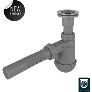 Koku Önleyici Gri Taslı Lavabo Sifonu - Temizlenebilir Hazne, Körüklü Boru, Paslanmaz Giriş