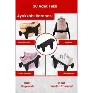20 Adet Tekli Ayakkabı Rampası, Dolap Içi Düzenleyici, 2 Kat Yer Açan Ayakkabılık Organizer