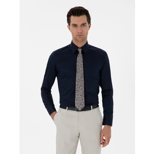 Erkek Lacivert Slim Fit Pamuklu Klasik Gömlek 50311551-VR033