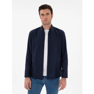 Erkek Lacivert Regular Fit Düğmeli Yaka Pamuklu Gömlek 50311543-VR033