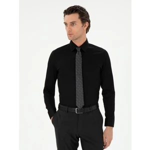 Erkek Siyah Slim Fit Pamuklu Klasik Gömlek 50311551-VR046