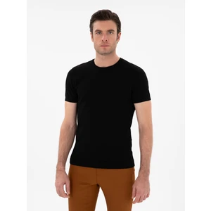 Erkek Siyah Slim Fit Bisiklet Yaka Triko T-Shirt 50309840-VR046