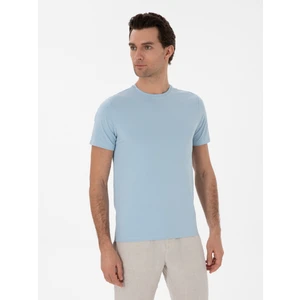Erkek Açık Mavi Slim Fit Bisiklet Yaka Pamuk Karışımlı Basic T-shirt 50310013-VR003
