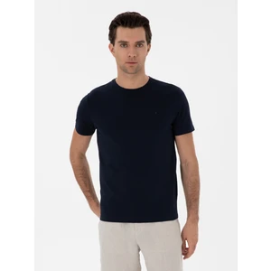 Erkek Lacivert Slim Fit Bisiklet Yaka Pamuk Karışımlı Basic T-shirt 50310013-VR033