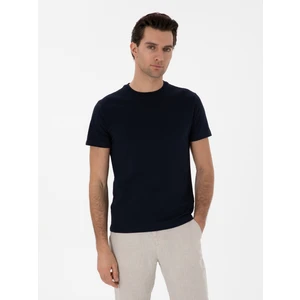 Erkek Lacivert Slim Fit Bisiklet Yaka Pamuk Basic T-Shirt 50310023-VR033