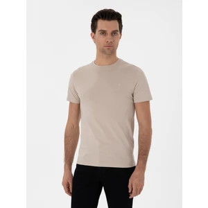 Erkek Vizon Slim Fit Bisiklet Yaka Pamuk Basic T-Shirt 50310023-VR052