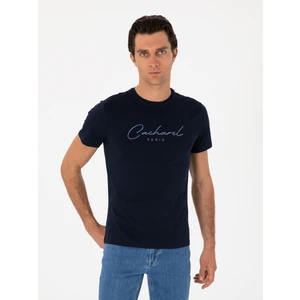 Erkek Lacivert Slim Fit Bisiklet Yaka T-Shirt 50310035-VR033