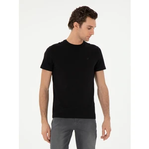 Erkek Siyah Slim Fit Bisiklet Yaka Merserize Basic T-Shirt 50305451-VR046