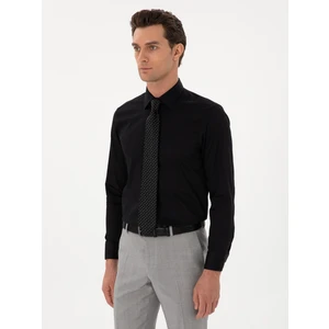Erkek Siyah Slim Fit Uzun Kollu Basic Gömlek 50270154-VR046