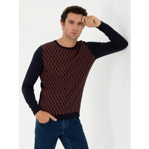 Erkek Lacivert Slim Fit Bisiklet Yaka Triko Kazak 50234963-VR033