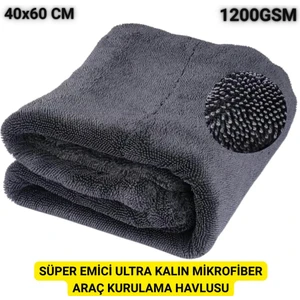 40X60CM 1200GSM Süper Su Emici Özellikli Mikrofiber Araç Kurulama Havlusu, Çizik ve Iz Bırakmaz Bez