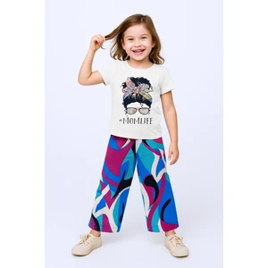 Kız Çocuk Yazlık Ikili Takım Baskılı Renk Baloklu B2