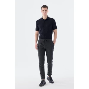 Siyah Slim Fit Beli Lastikli Jogger Pantolon