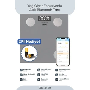 SBS-4469 Bluetooth Dijital Yağ Su Kas Vücut Kitle Endeksi Kilo Ölçer Tartı Baskül