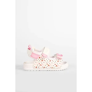 Inkago Phlon Hafif Taban Cırtlı Çocuk Sandalet Beyaz Fuşya