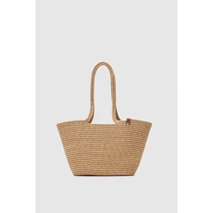 Dorena Handmade Hasır Omuz Çantası Vizon