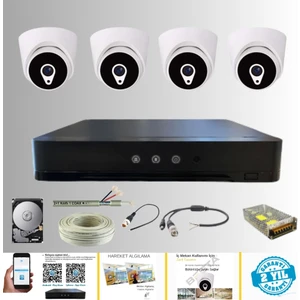 4 Iç Mekan Dome Kameralı 250GB HDD Dahil Güvenlik Seti - ST25024D