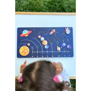 Montessori Ahşap Güneş Sistemi Hareketli Gezegenler Oyuncağı, Eğitici Oyuncak