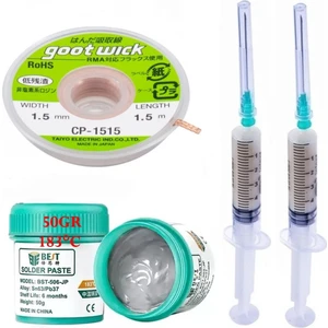BST-509-JP Krem Lehim Sıvı Lehim Solder Paste 50GR Lehim Emme Temizleme Teli 1,5mm
