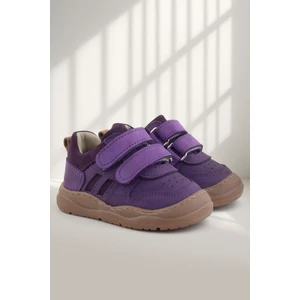 Schaggy Hakiki Deri Mor Kız Bebek Spor Ayakkabı