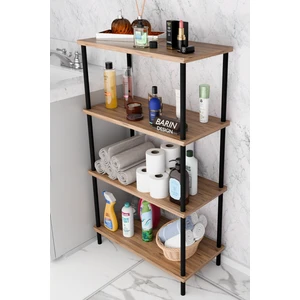 Barin DesignÇevir Kur Kolay Kurulum 4 Katlı Banyo Rafı | Metal Gövdeli Çok Amaçlı Organizer Stand Banyo Dolabı